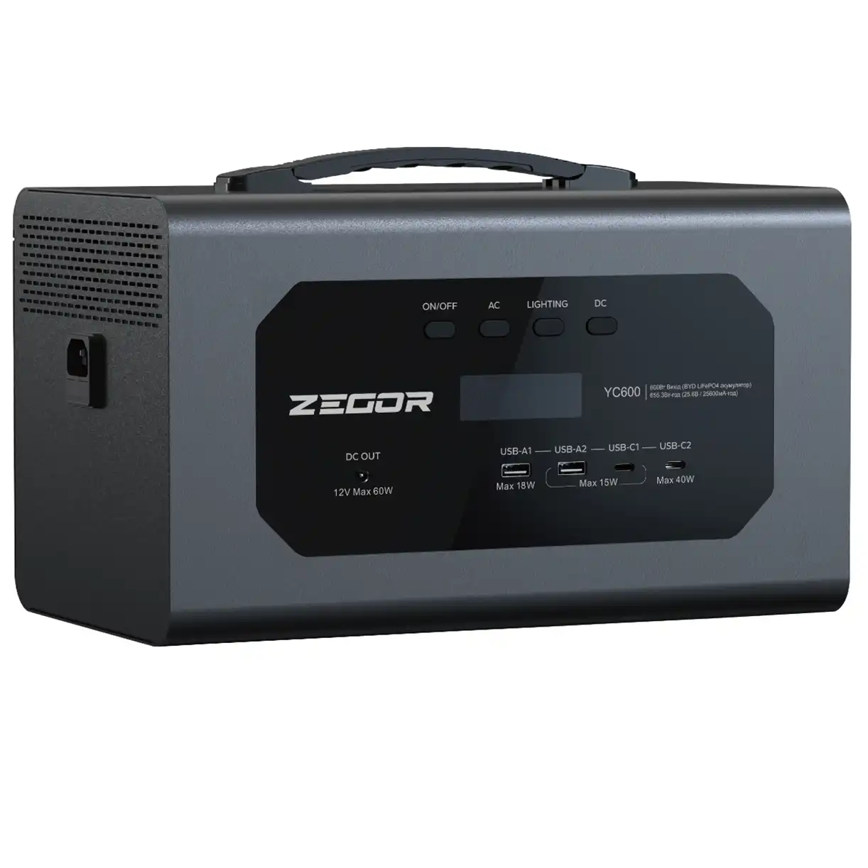 YC600 Зарядна станція Zegor YC600 600 Вт, LiFePO4 655,36 Вт·год - Зображення 1